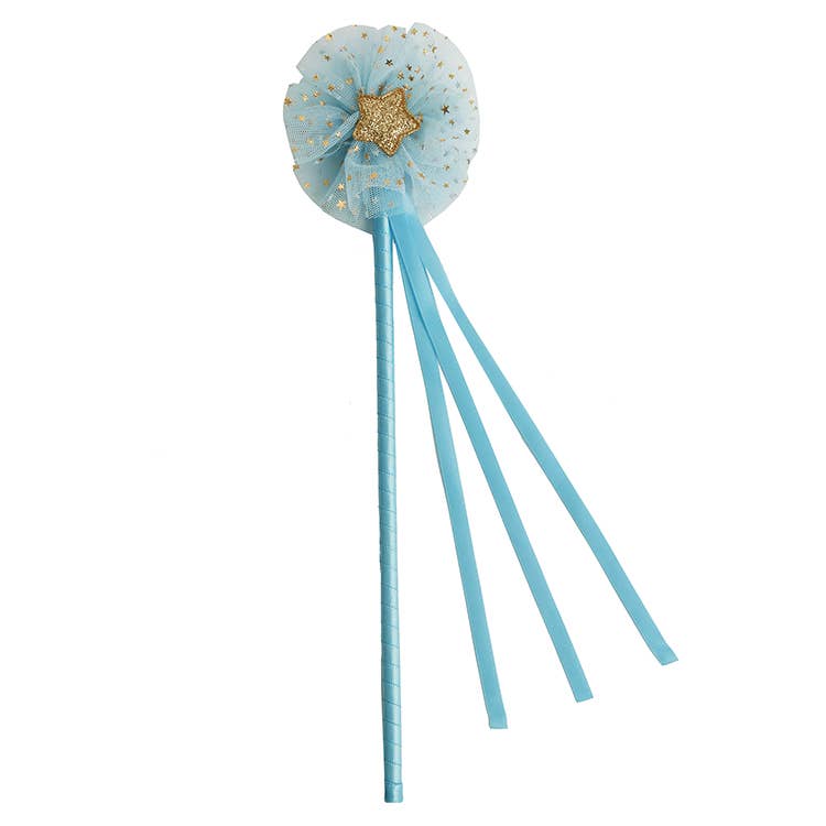 Light Blue Tulle Gold Star Wand