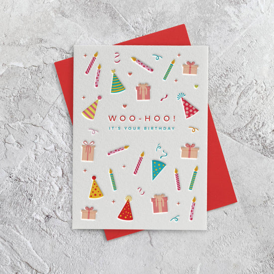 Woo Hoo It's Your Birthday Letterpress Style Card