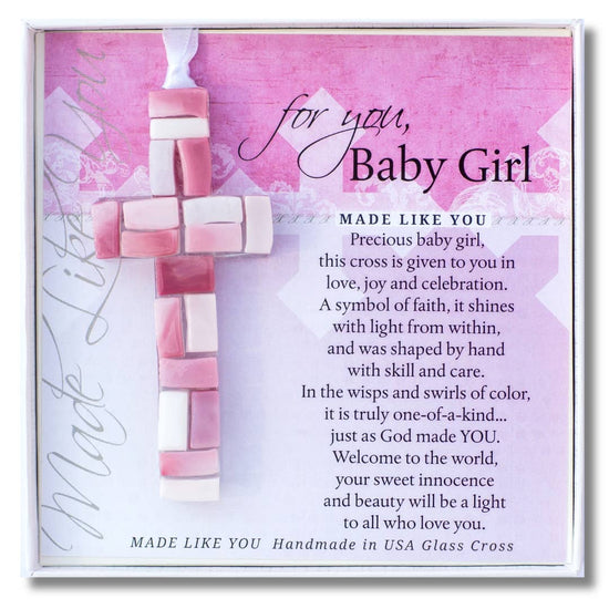 Baby Girl Gift: Handmade Mosaic Glass Cross