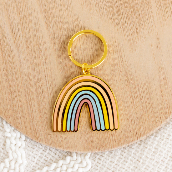 Pastel Rainbow Metal Keychain 2x2 in.