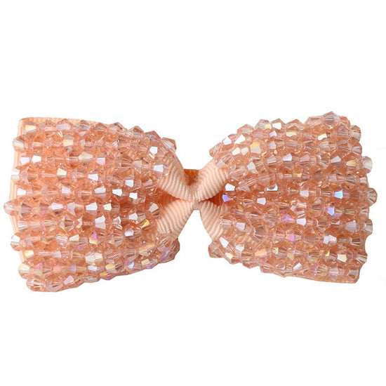 Pastel Peach Couture Beaded Bow Clip