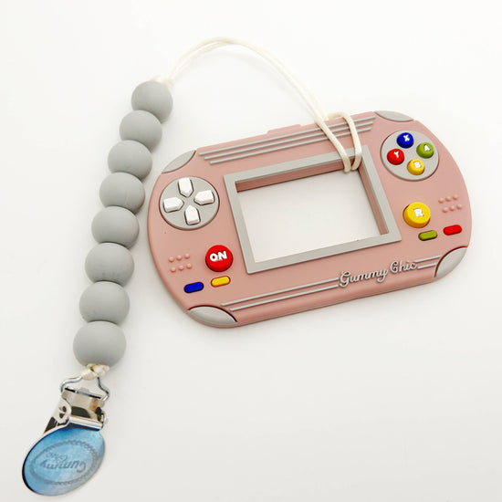 Video Game Teether with Clip - Pink
