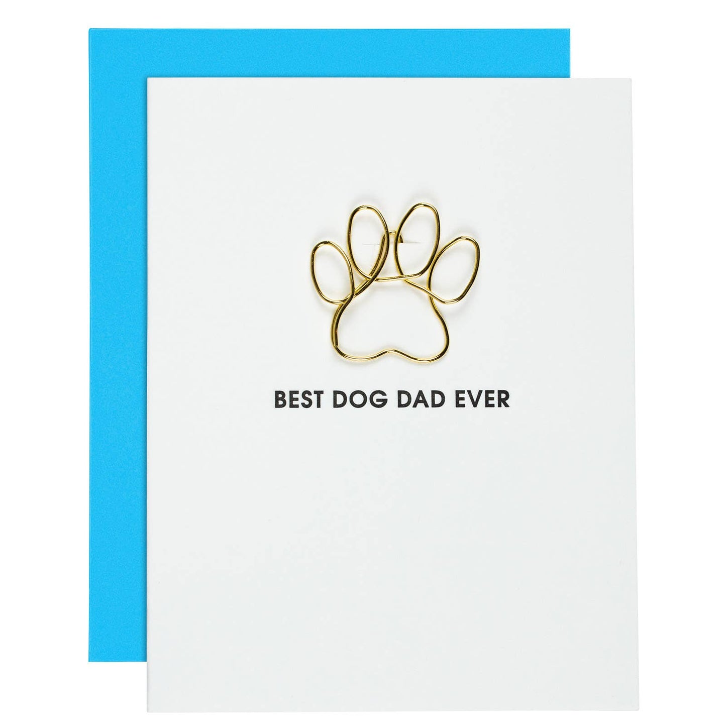 Best Dog Dad Ever - Pawprint Paper Clip Letterpress Card