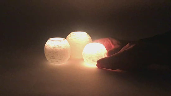 Load and play video in Gallery viewer, Glacier Selenite Crystal Sphere Candleholder
