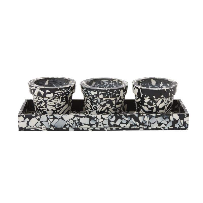 Black/White Speckle Pot Set