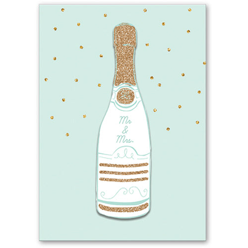 Mr. & Mrs. Champagne Bottle Greeting Card 5x7